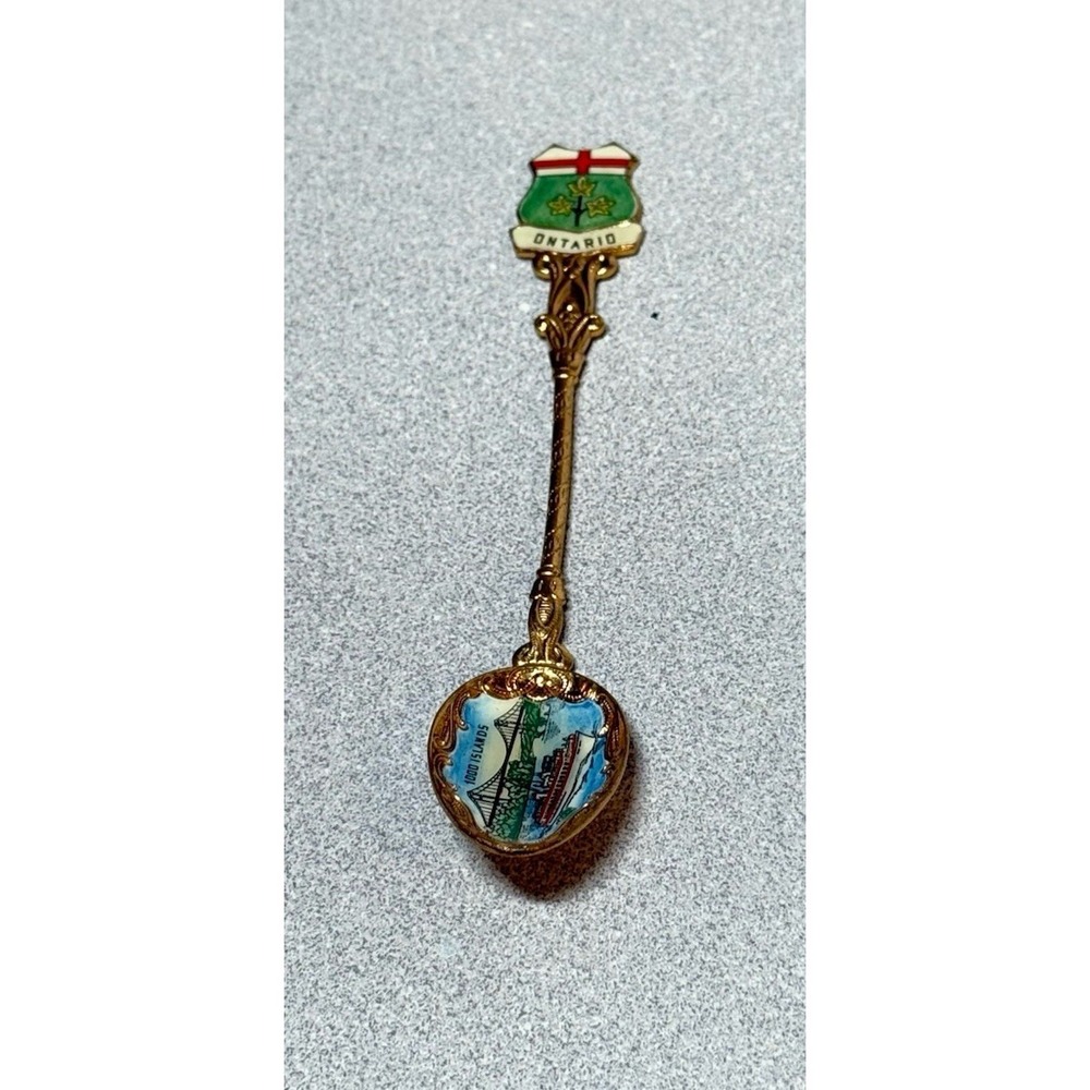 Gold Wash & Enamel 1000 Islands Ontario Canada Souvenir Spoon
